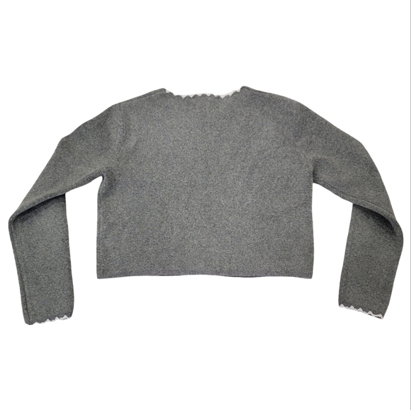 Zara Scalloped Trim Knit Cropped Cardigan Preppy Cozy Neutral Ballet-core Large - Picture 6 of 17